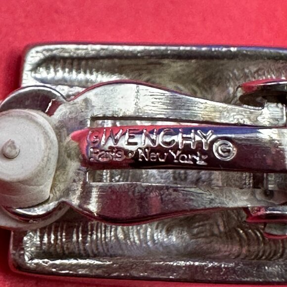 Givenchy VTG Two-Tone Silver/Gold-Tone Clip-On Earrings - Picture 15 of 15